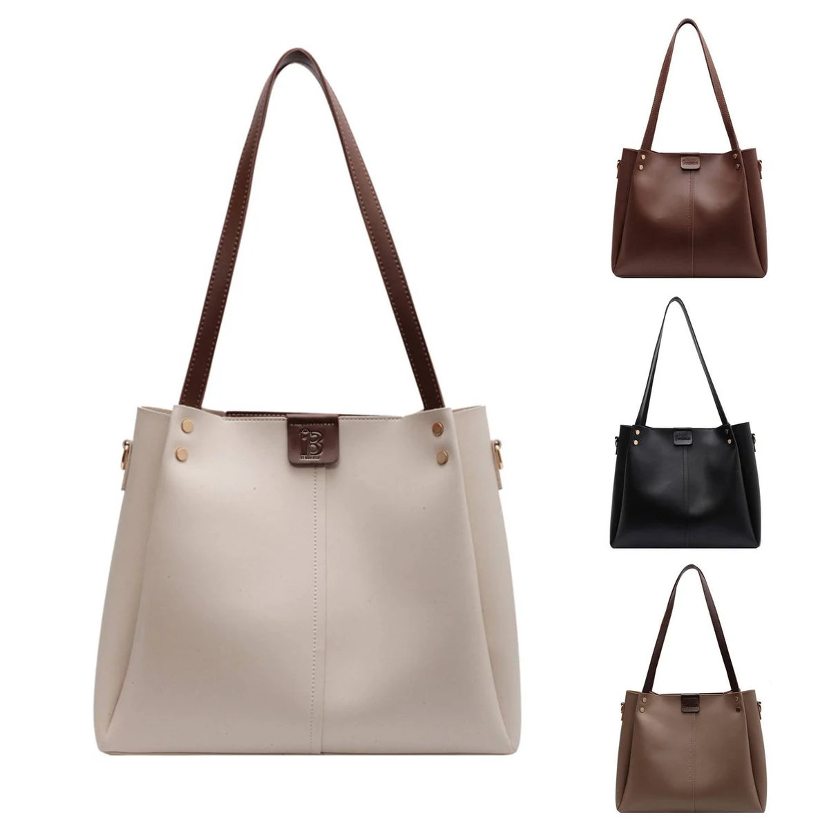 Simple Large Capacity PU Tote Bag, custom tote bag with logo imprint 1