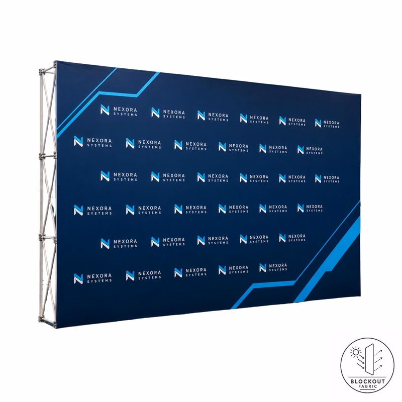 15' Straight Wall Full Height Tension Fabric Pop-up Display, Superior Block Out Fabric, NO SETUP