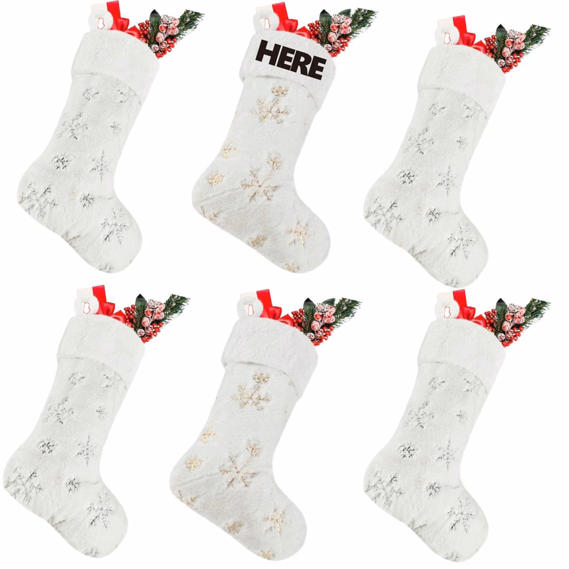 Sequin Plush Christmas Stocking Gift Bag Pendant