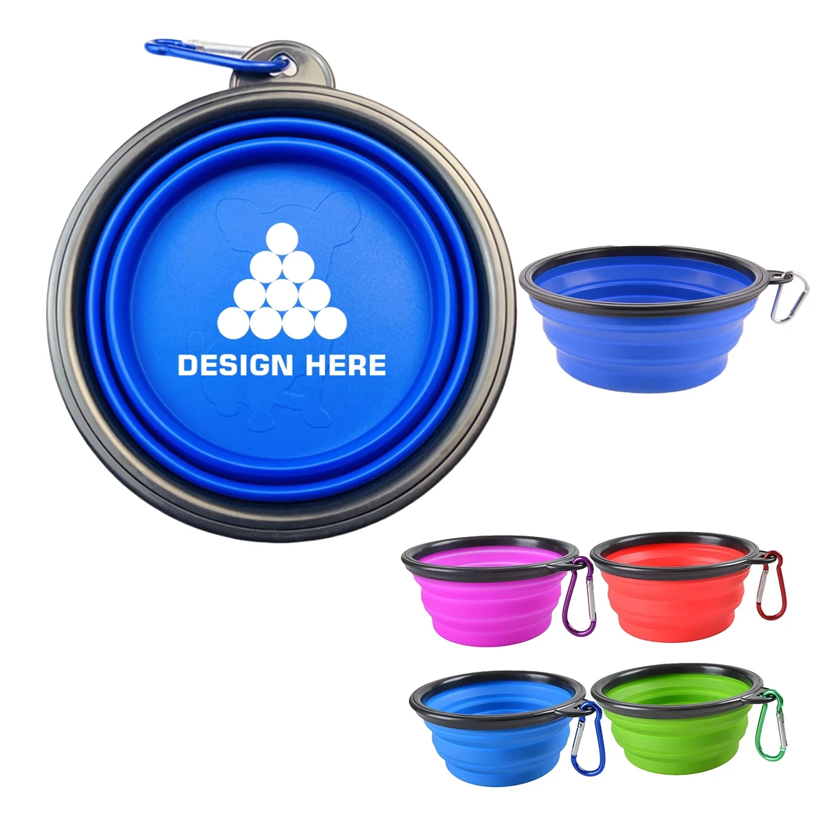 12oz Collapsible Dog Bowl with Carabiner 1