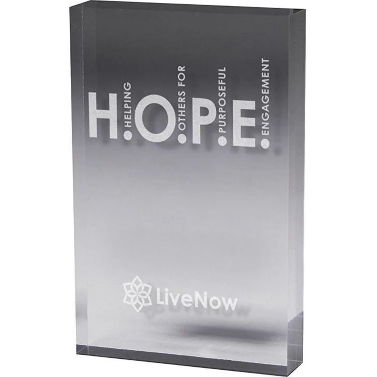 Clear Rectangular Acrylic Paper Weight (5"x 7"x 3/4") Laser Engraved 1