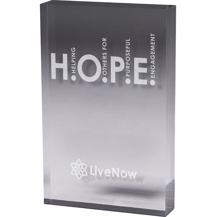 Clear Rectangular Acrylic Paper Weight (5"x 7"x 3/4") Laser Engraved