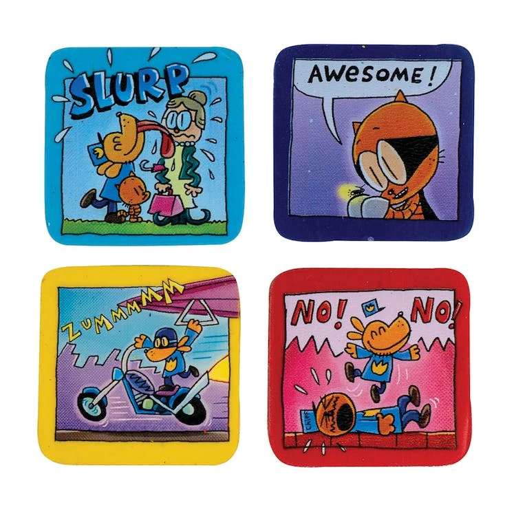 Dog Man Comic Erasers - 4 Designs 1