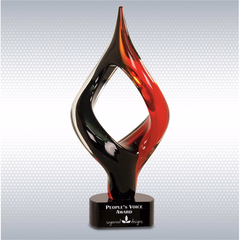 13 1/4" Red/Black Twist Art Glass