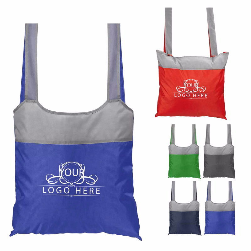 Foldaway Shopping Tote Bag W/ Shoulder Strap