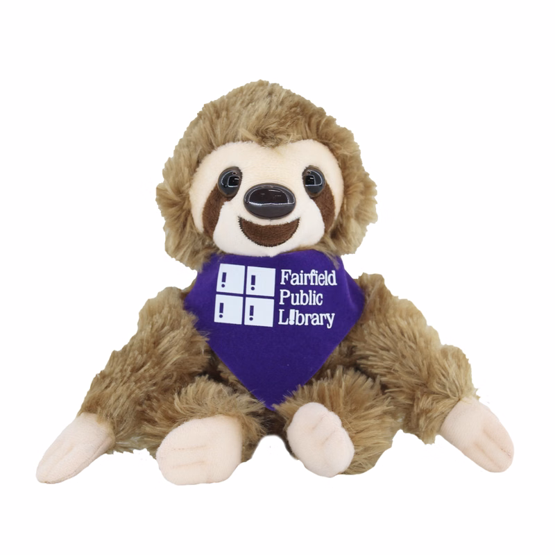 7" Hug'ems Sloth with bandana and one color imprint