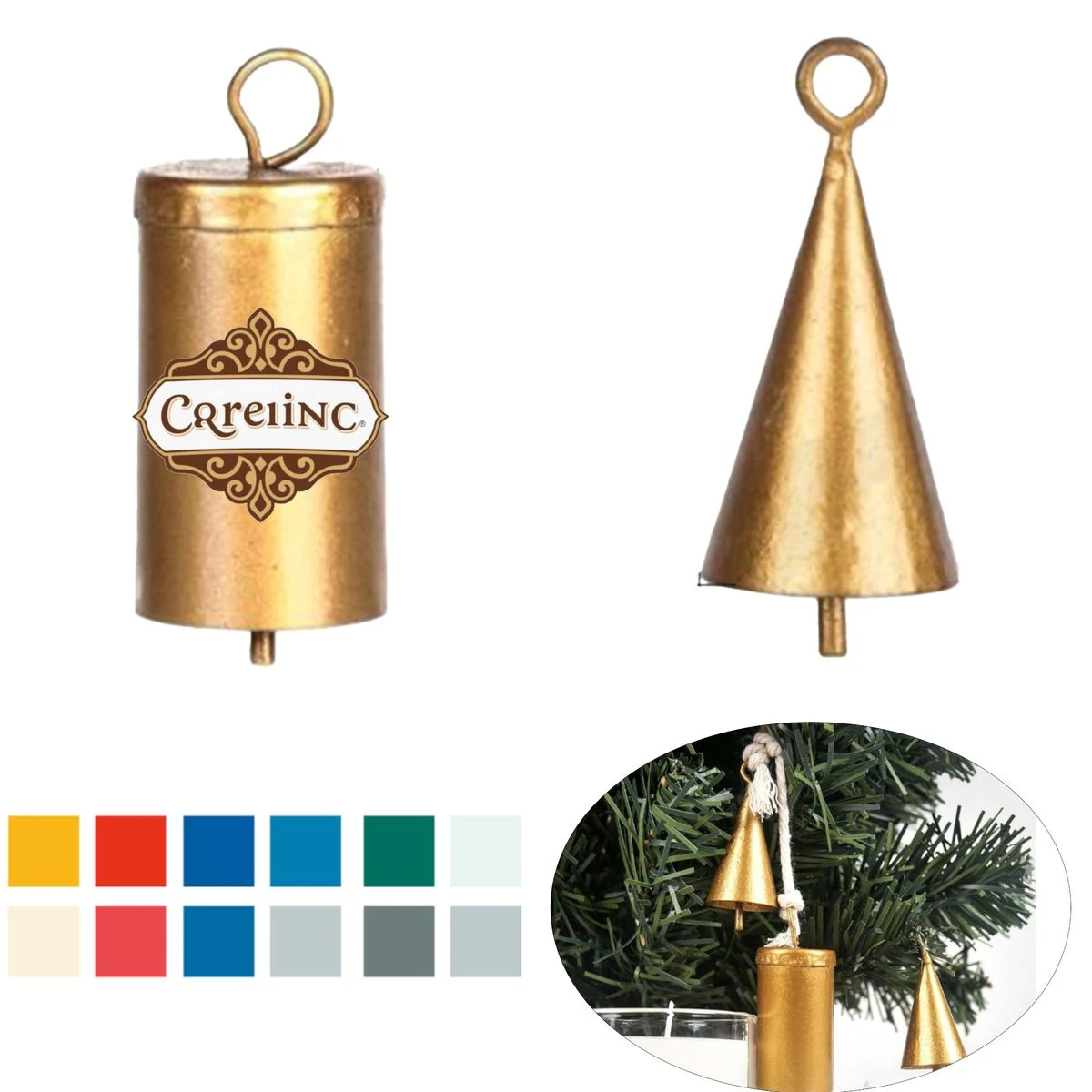Christmas Hanging Bell Conical Barrel Retro Golde Wind Chime 1