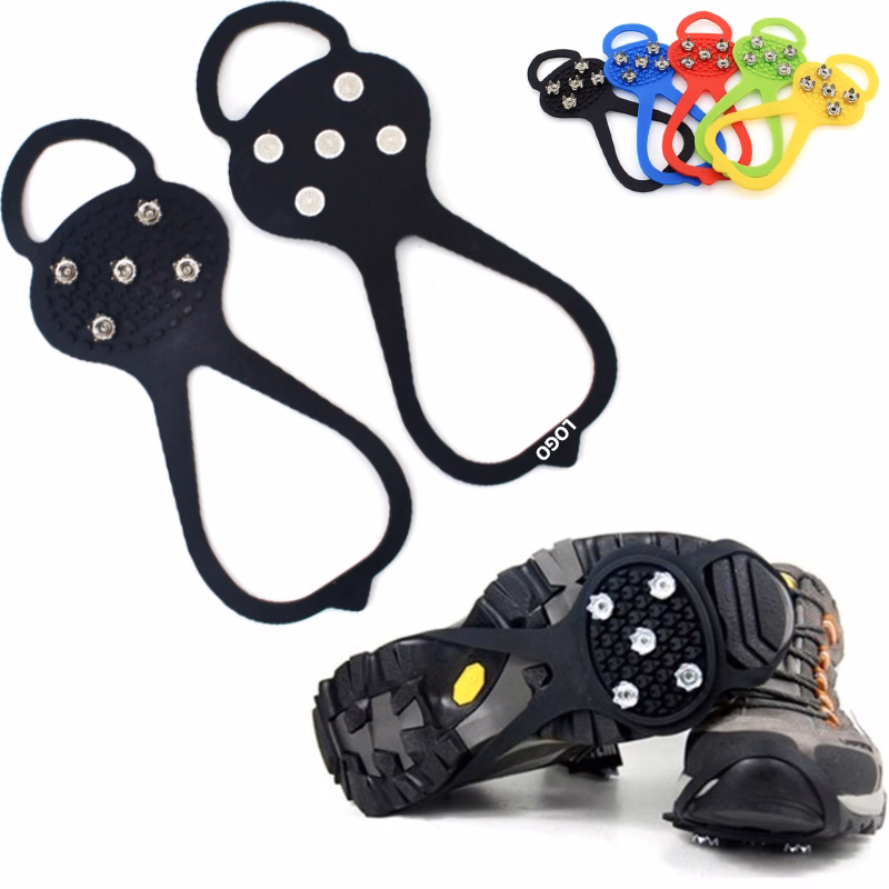 5 Spikes Anti-Slip Ice Traction Grips Cleats Silicone Crampo