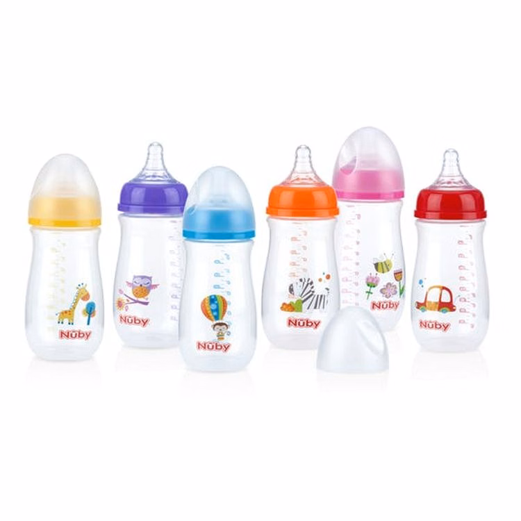 Nuby Wide Neck Bottles - 9 oz Anti-Colic Assorted Colors
