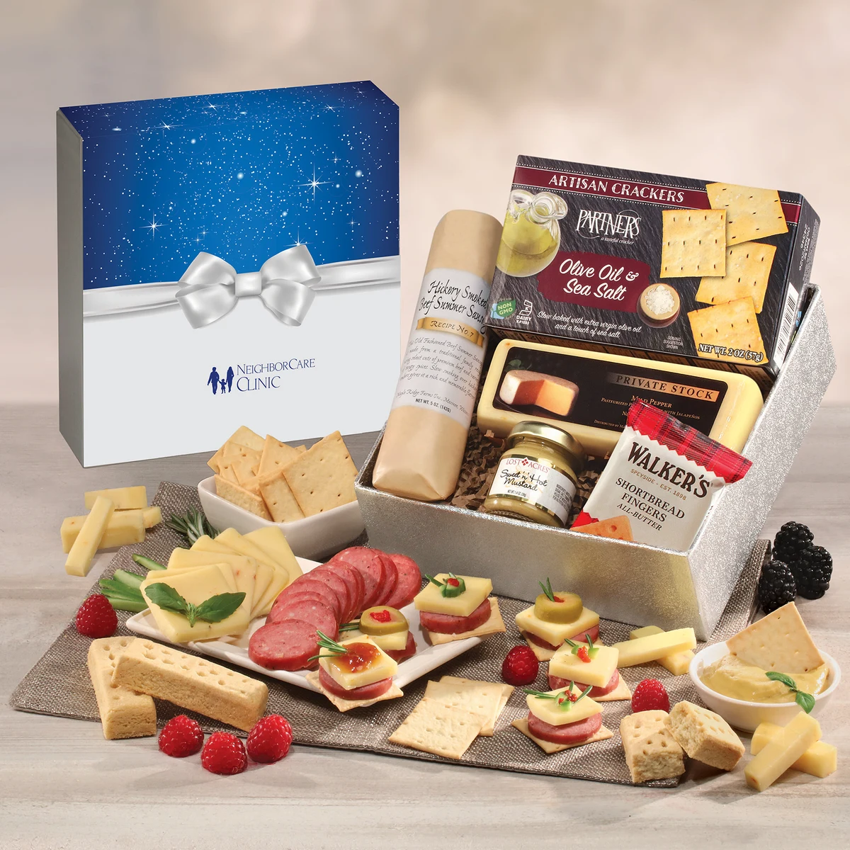 Shelf Stable Snack Lover's Gift Box with Bow Sleeve 1