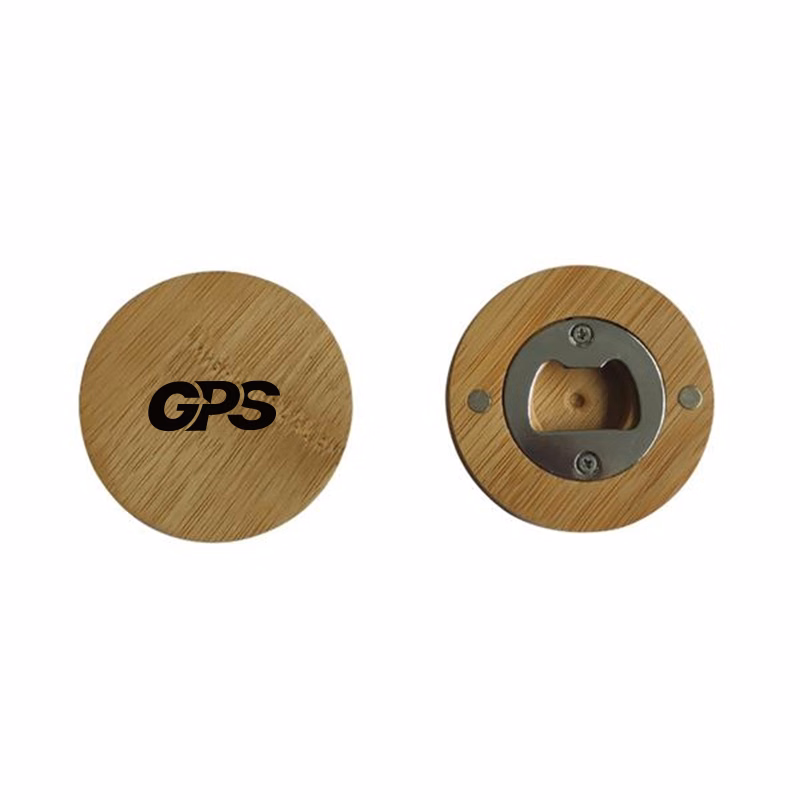 Round Magnetic Bamboo Bottle Opener