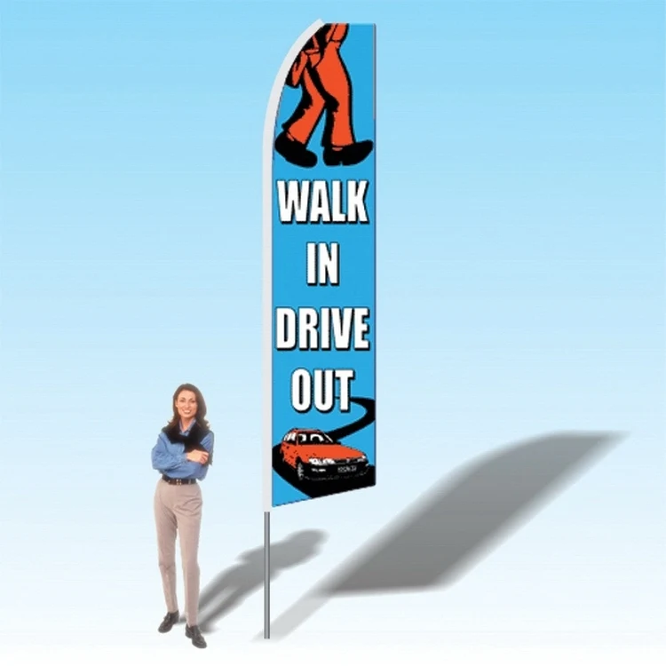 15FT Walk In Drive Out Blue Advertising Banner Flag 1