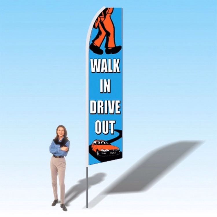 15FT Walk In Drive Out Blue Advertising Banner Flag