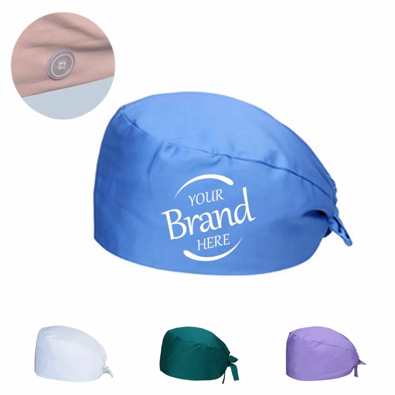 Medical Button Hat With Sweatband Nurse Cap