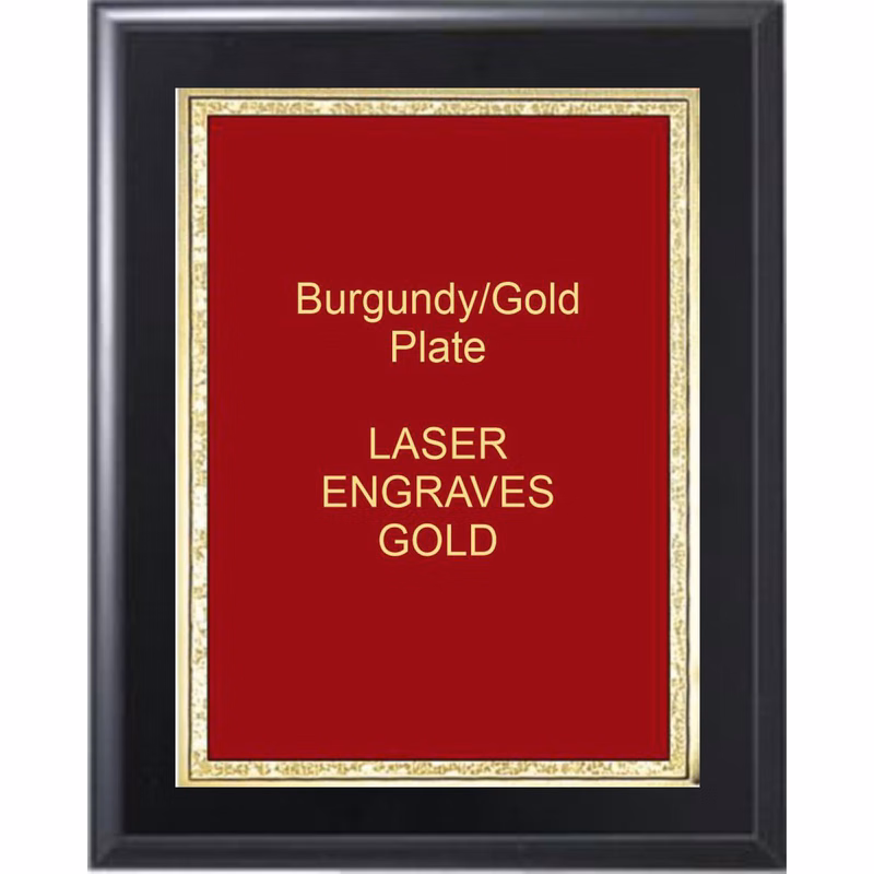 6" x 8" Black Piano Finish Plaque with a Red Florentine Plate
