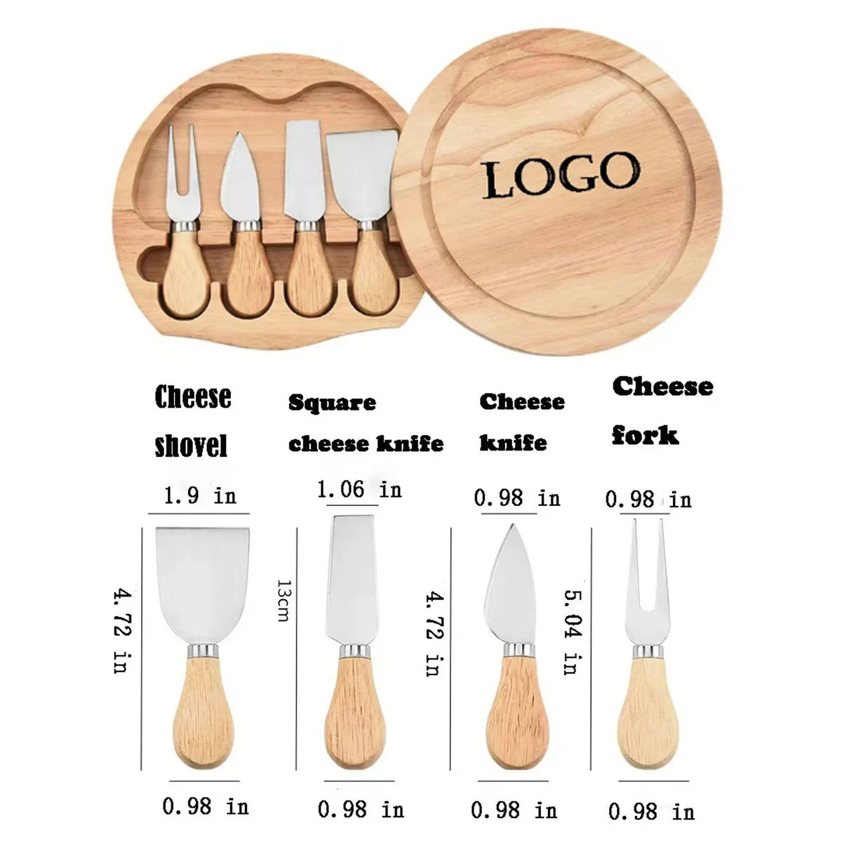 Wooden Board And 4-Piece Cheese Knife Set 1