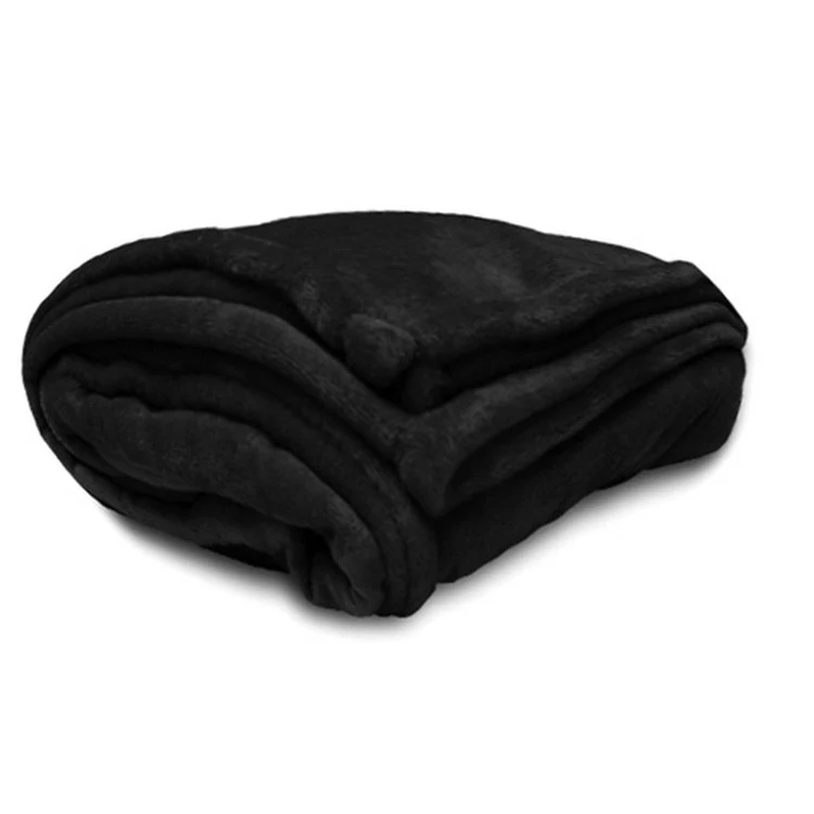Black Oversized Faux Micro Mink Throw Blanket 1