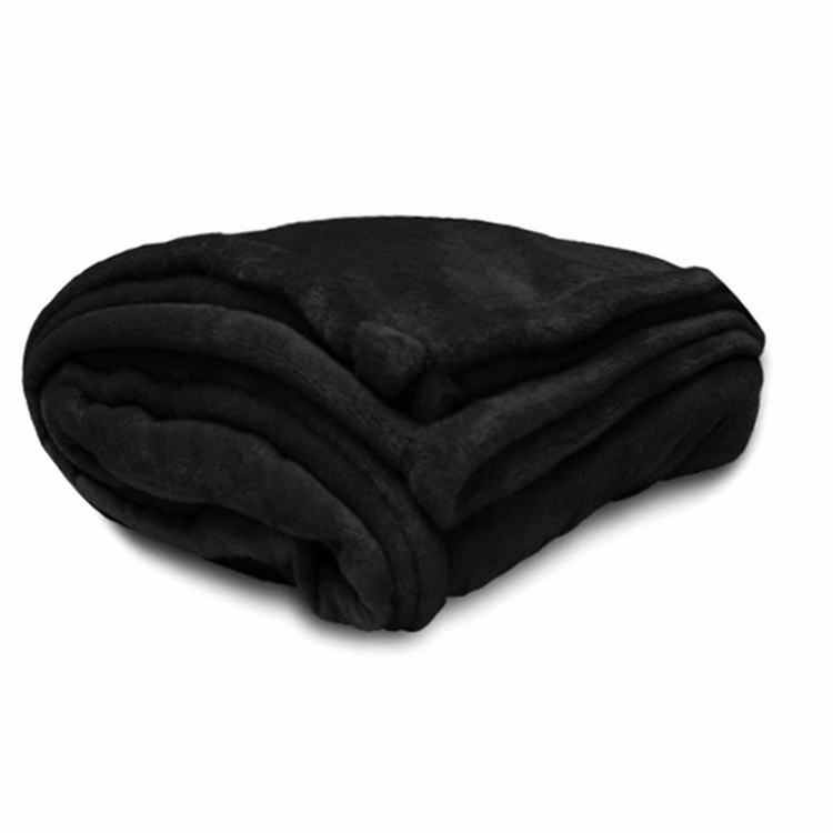 Black Oversized Faux Micro Mink Throw Blanket
