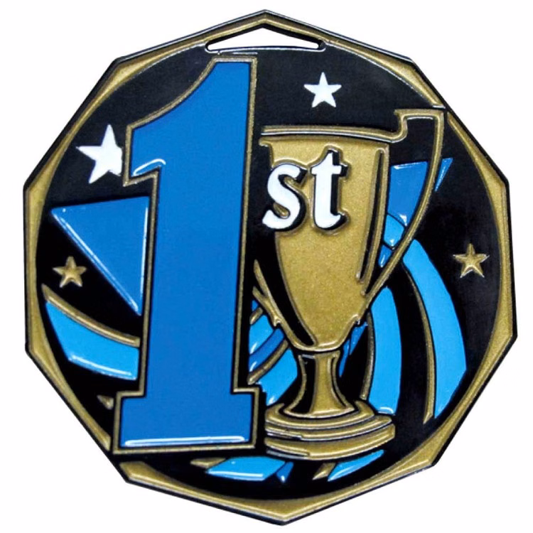 1st Place Decagon Colored Medallion (2")