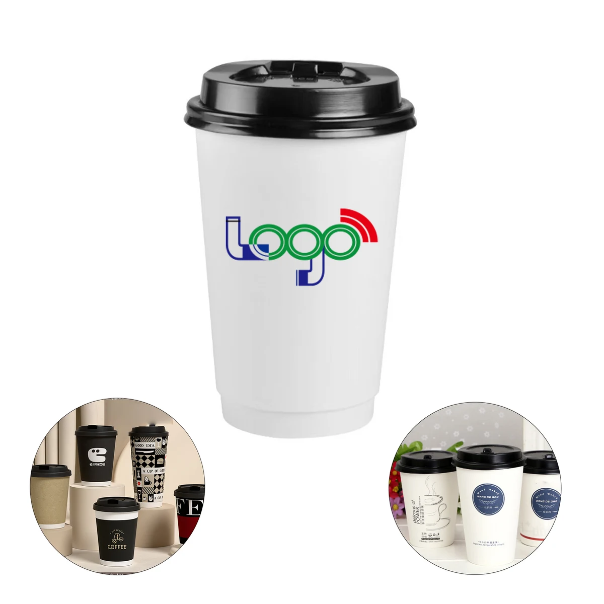 16oz Disposable Coffee Cups with Lids 1