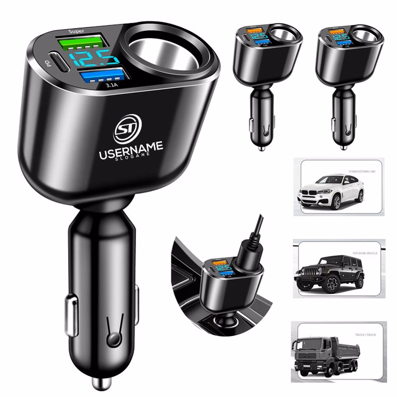 66W QC3.0 PD Car Cigarette Lighter Adapter USB Fast Charge