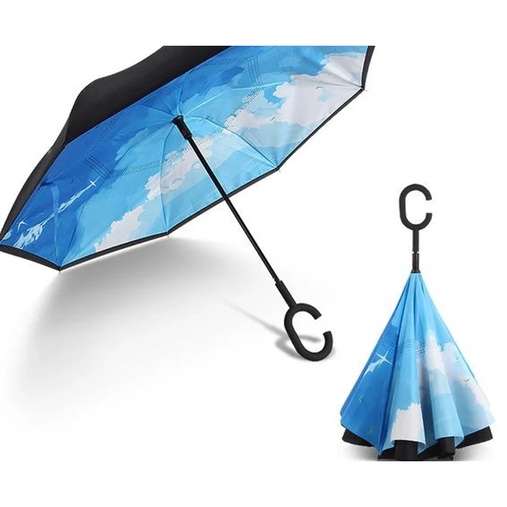 46in Hands Free Reverse Umbrella with C Handle 1