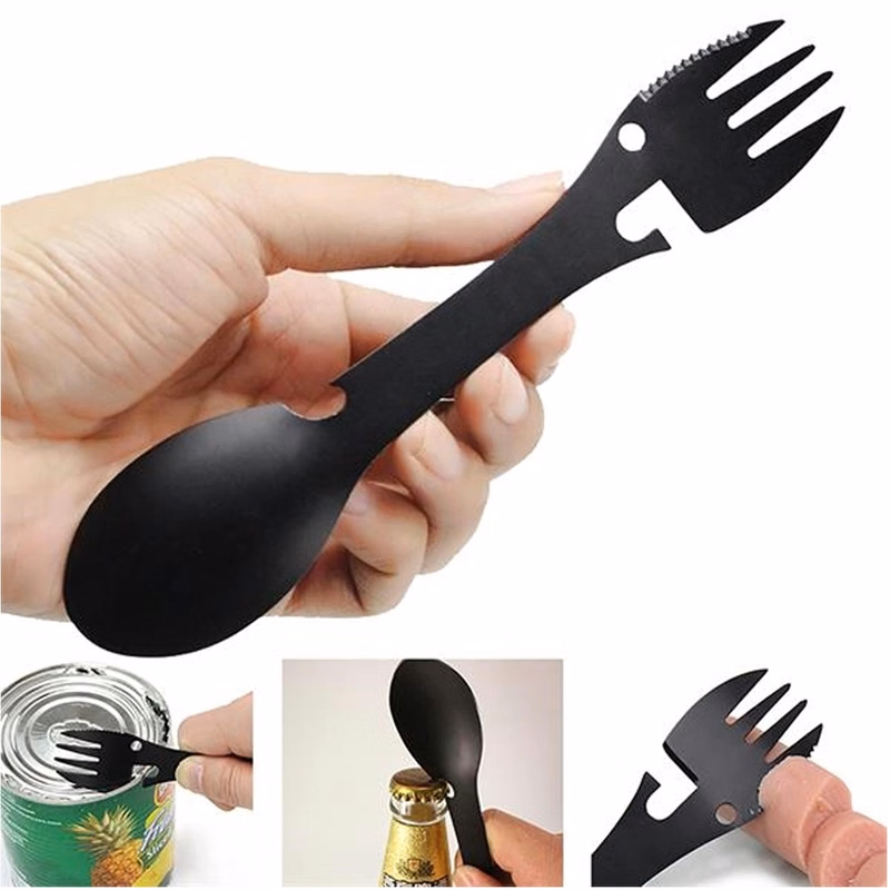 Spork 5 in 1 Utensil Spoon Fork Knife Bottle & Can Opener