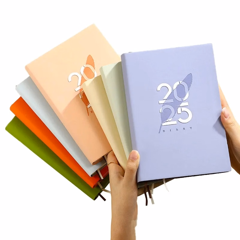 A5 2025 PU Leather Notebook Agenda Book 400 Pages