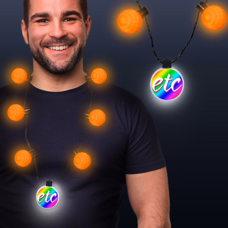 Orange LED Medallion Ball Necklace(Digi-Print)