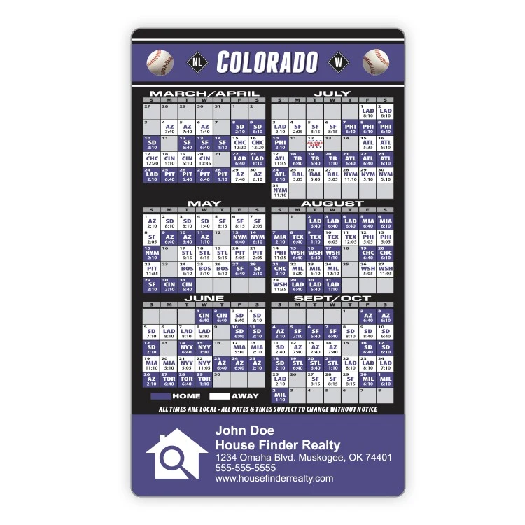 Magnet Sport Schedules - 3.5x6 Baseball Round Corners - 20 mil. 1