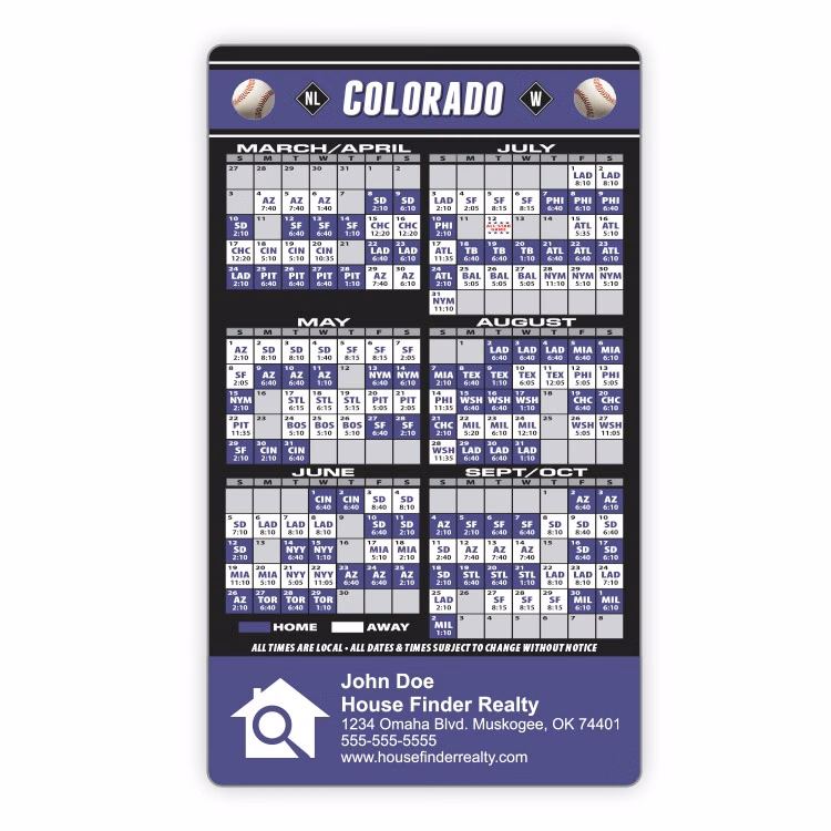 Magnet Sport Schedules - 3.5x6 Baseball Round Corners - 20 mil.