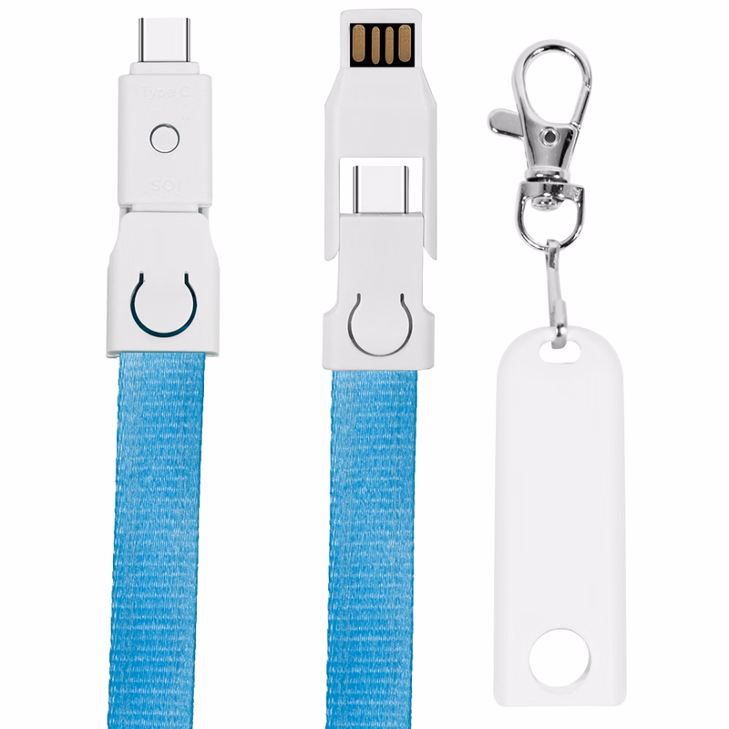 Justine Street 900cm Lanyard, 4in1 Charging Cable w/ USB Tip and Type C