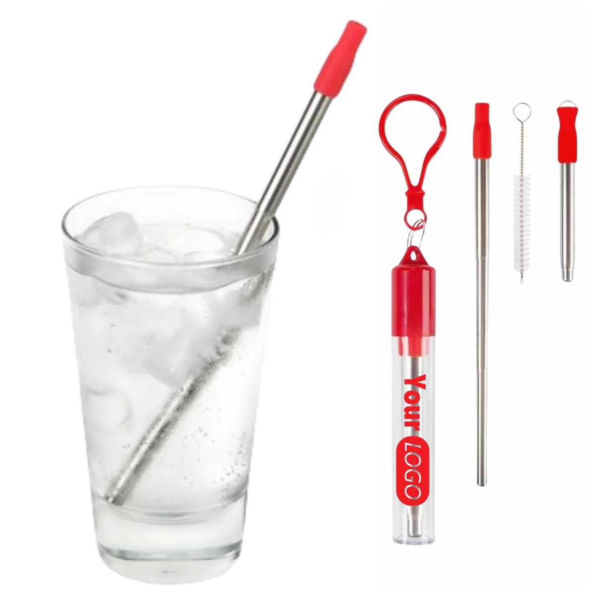 Slide Collapsible Straw With Keychain 1