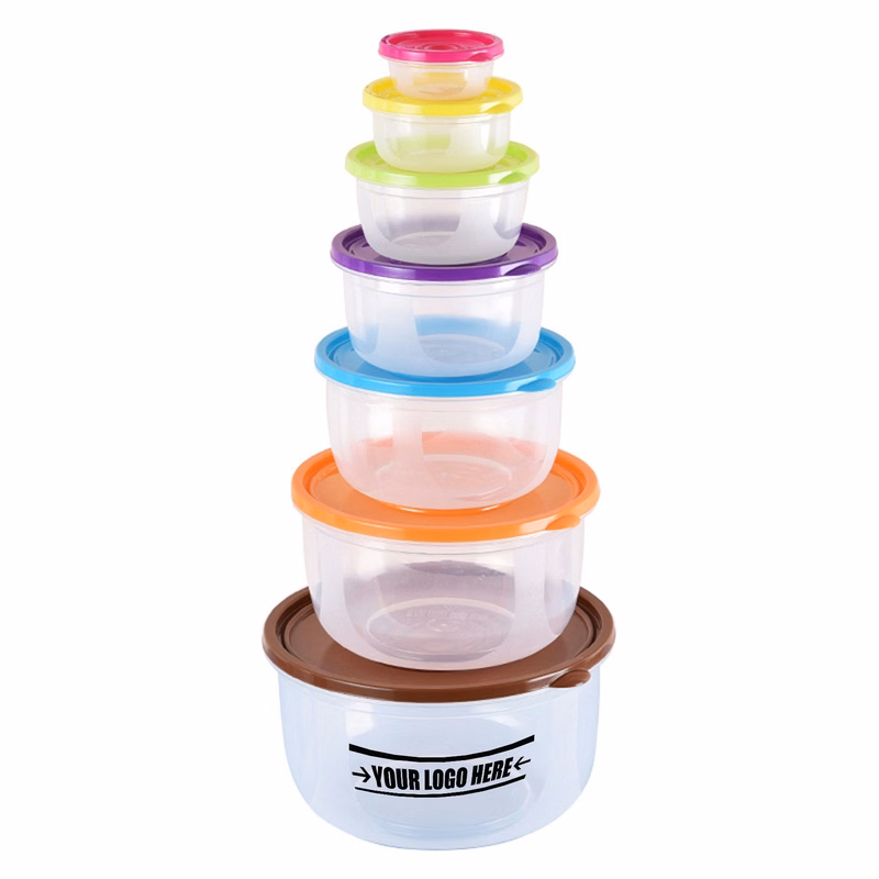7-Piece Rainbow Circular Lunch Boxes Food Storage Containers