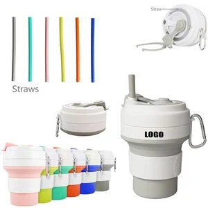 350ml Silicone Collapsible Cup With Straw And Lid 1