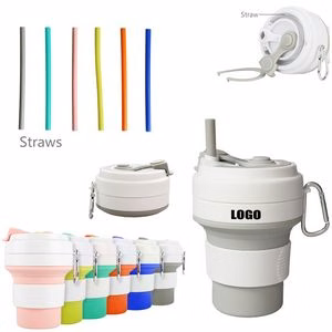 350ml Silicone Collapsible Cup With Straw And Lid