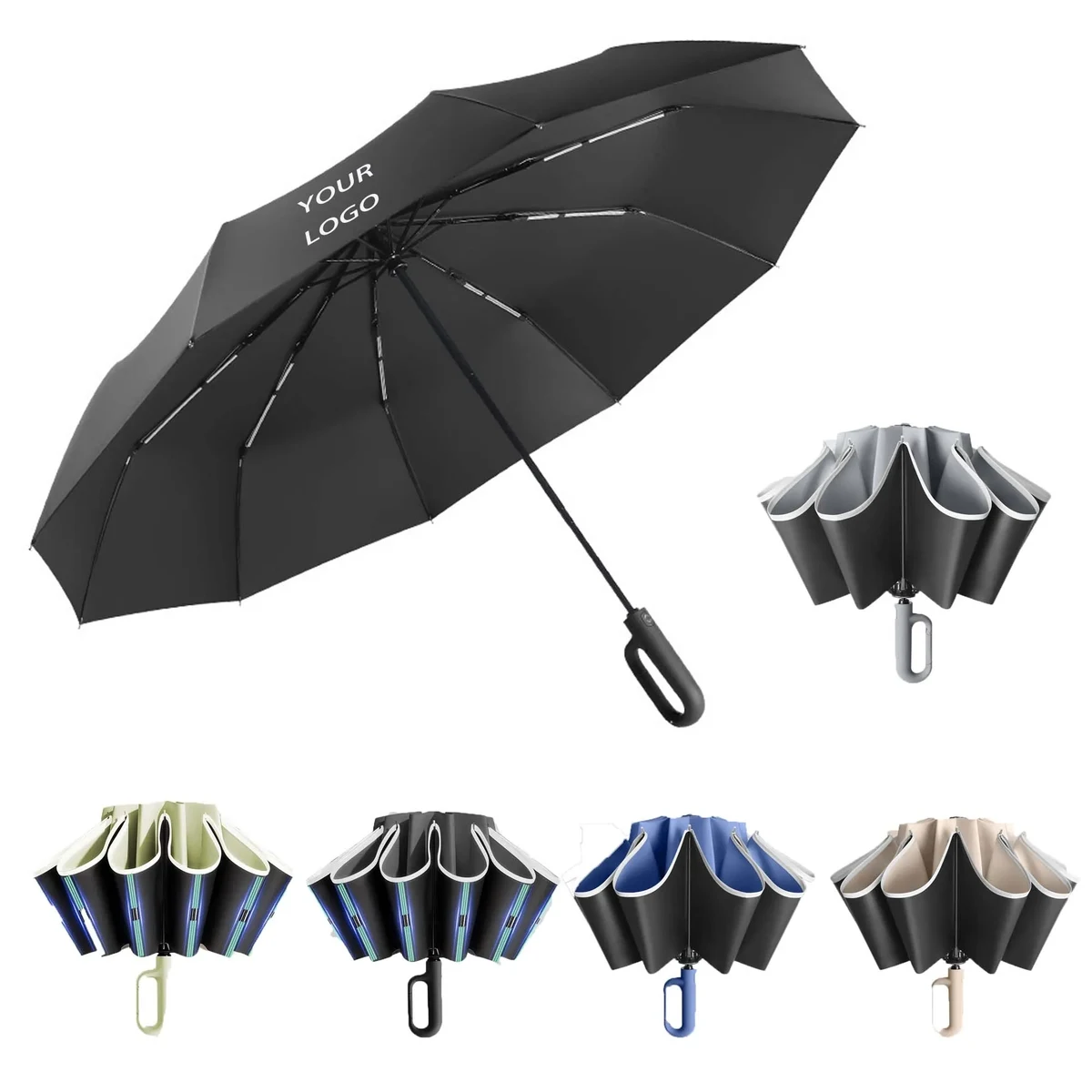 Buckle Design Foldable Reverse Umbrella 1