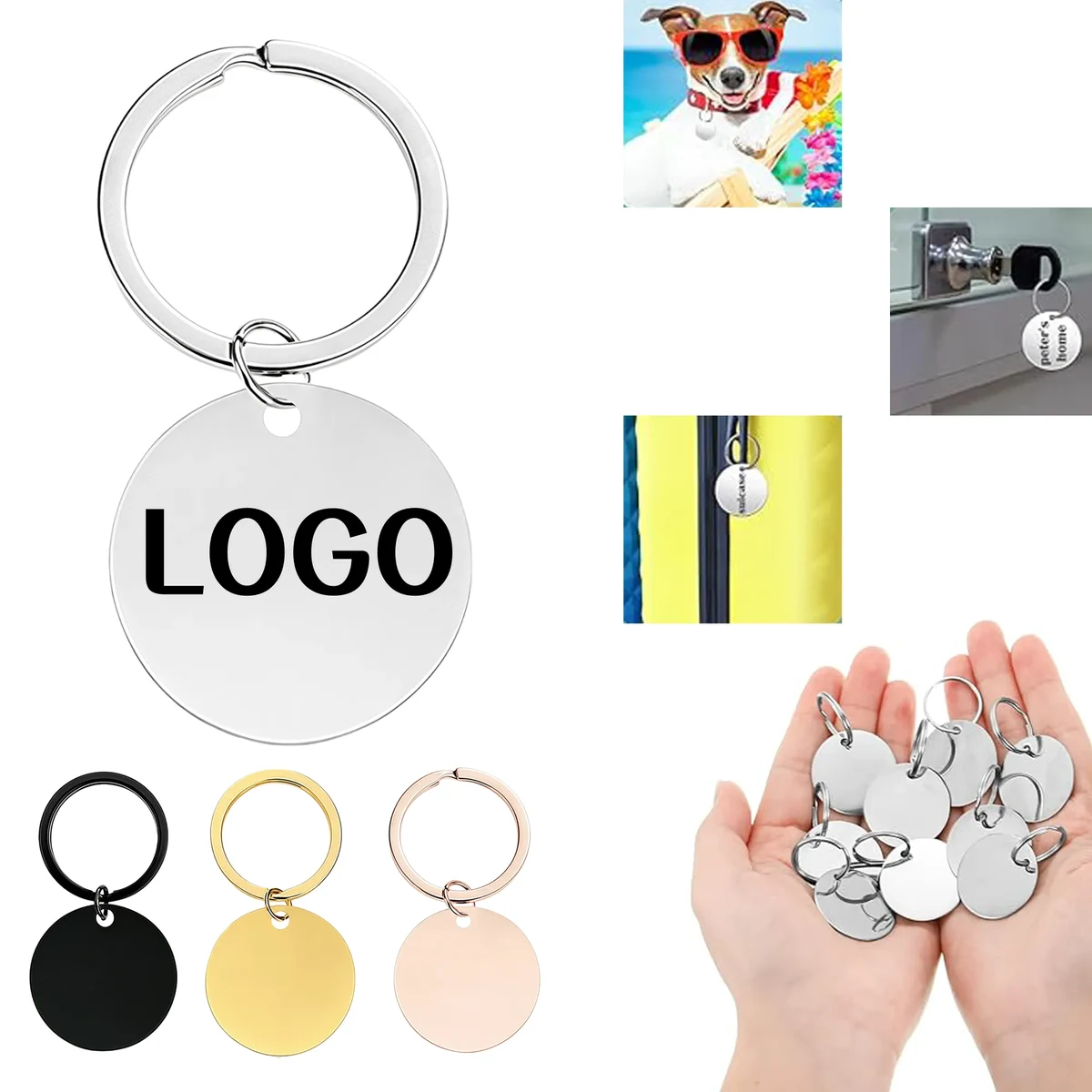 MOQ Steel Stainless Blank Tags Stamping Round Keychain 1