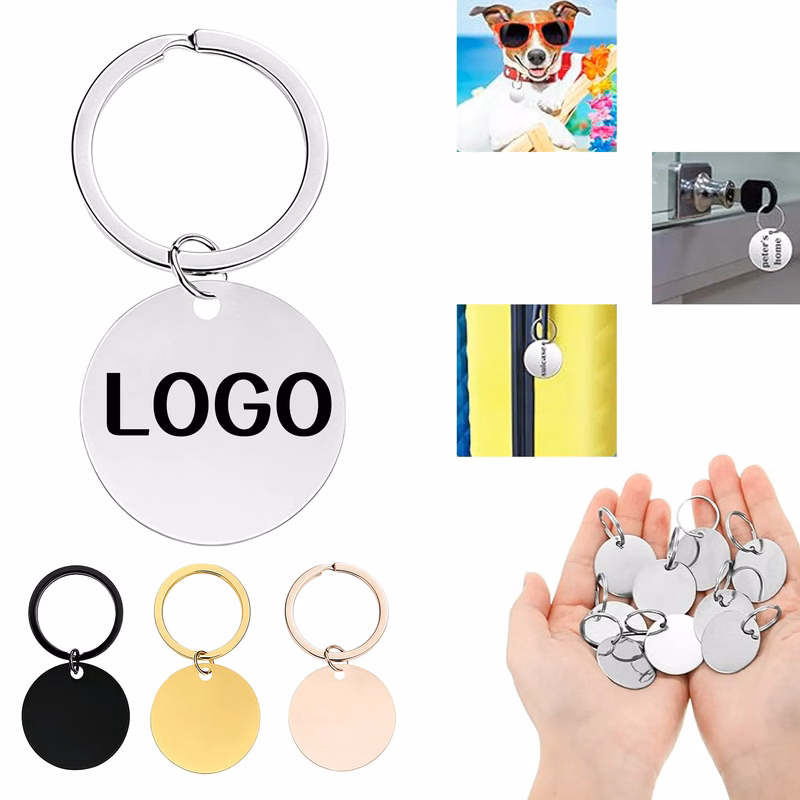 MOQ Steel Stainless Blank Tags Stamping Round Keychain