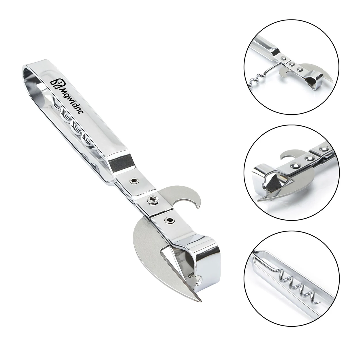 Stainless Steel Wine Bottle Opener with Streamlined Handle 1