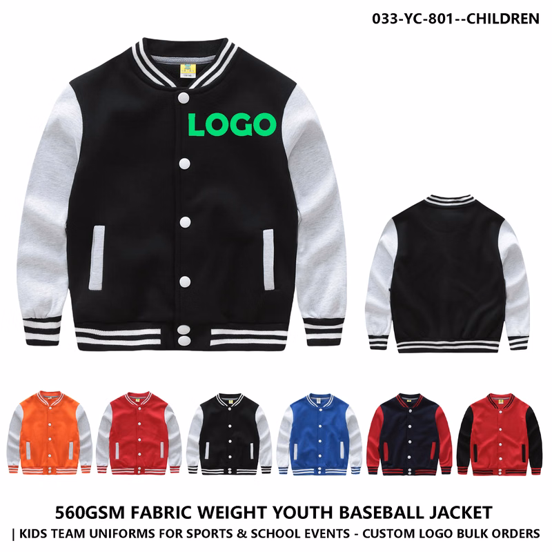 Personalized Logo Kids Baseball Jacket ?C Color Block Design