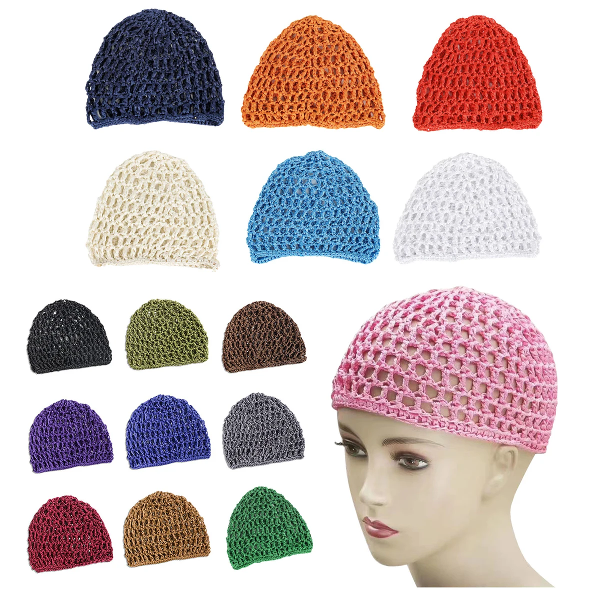 Hair-Tying Fishnet Headscarf Hat 1