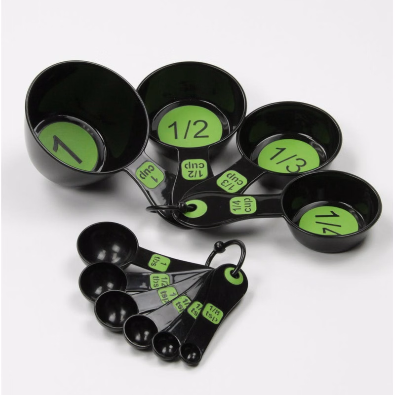Measuring Cups & Spoon Sets - 10 Piece Large Print Green