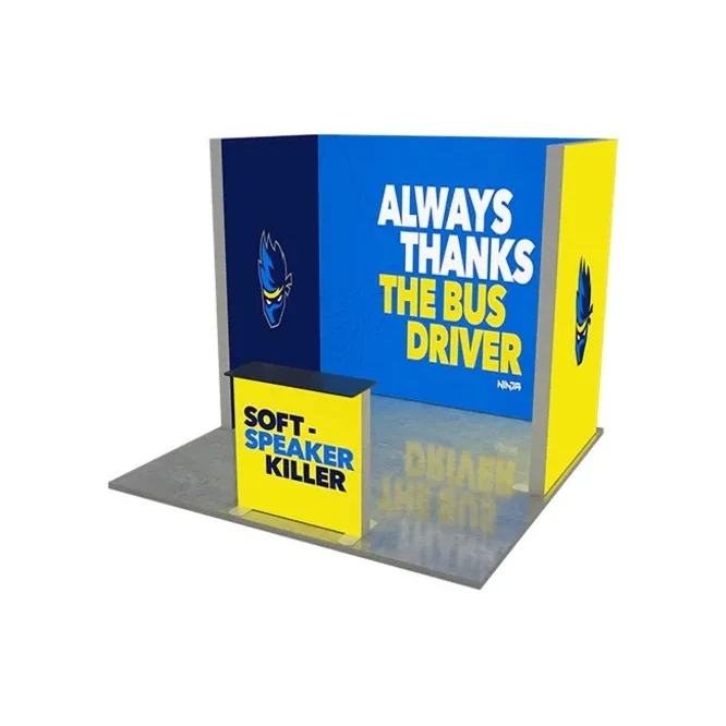 10ft Backlit Trade Show Display – LED Backwall Display with Counter & Storage 1