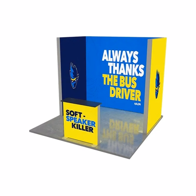 10ft Backlit Trade Show Display – LED Backwall Display with Counter & Storage