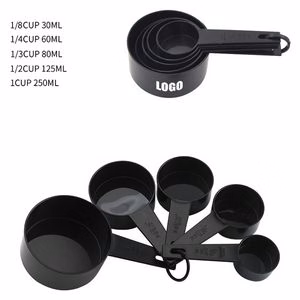 5 in 1 Plastic Black Measuring Cup with Volume Markings
