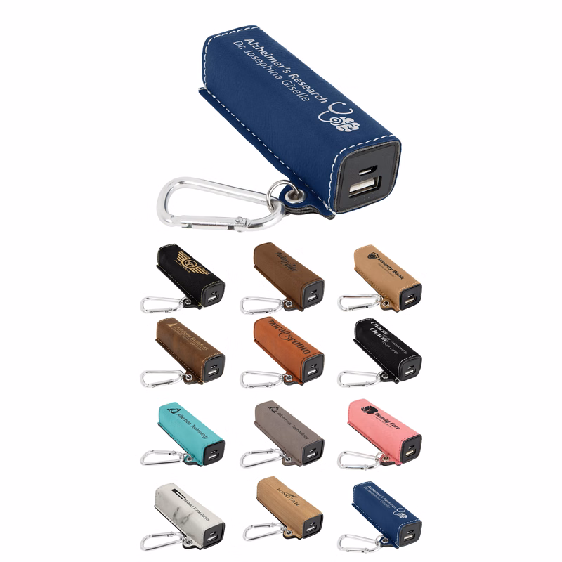 Leatherette 2200 mAh Power Bank with USB Cord