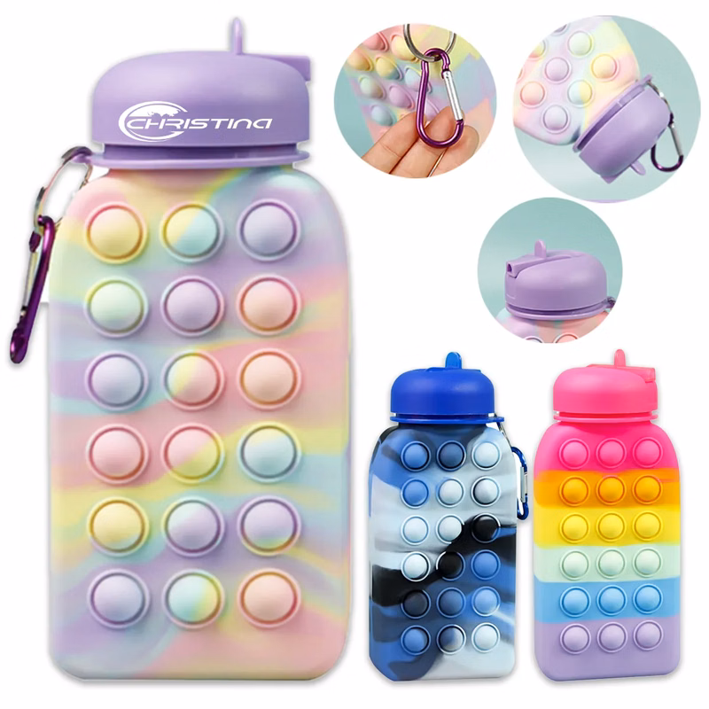 500ML Decompression Portable Bubbles Folding Water Bottle