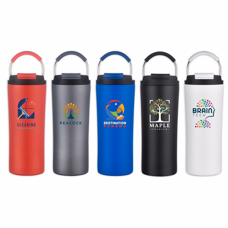 Whitney 21oz Recycled Stainless Steel  Bottle with Easy Cary Handle and dual use lid