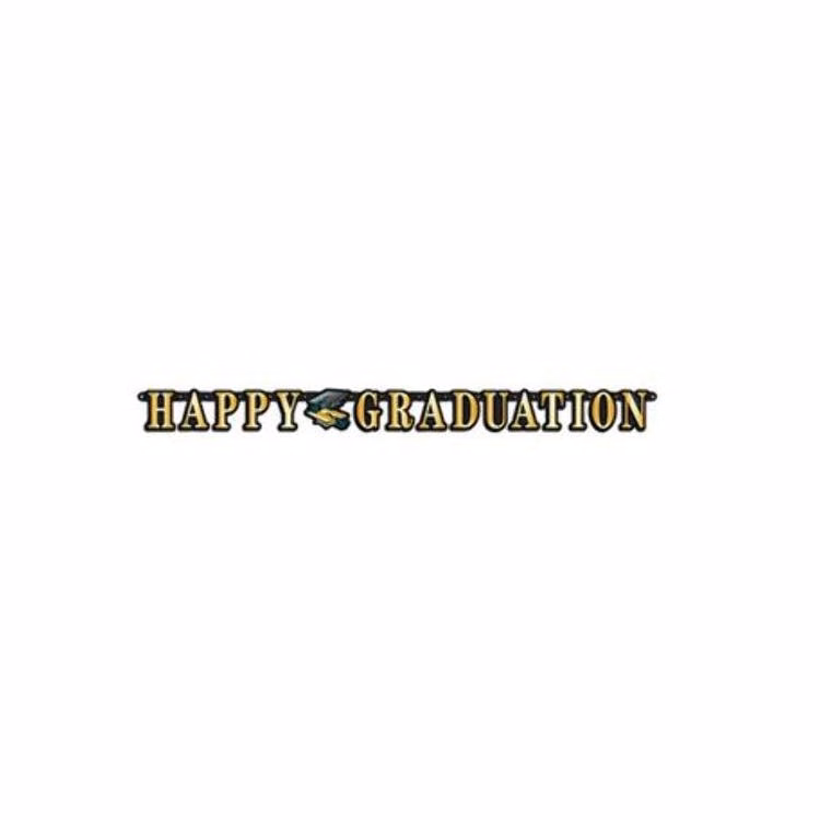 Happy Graduation Streamers - Black & Gold